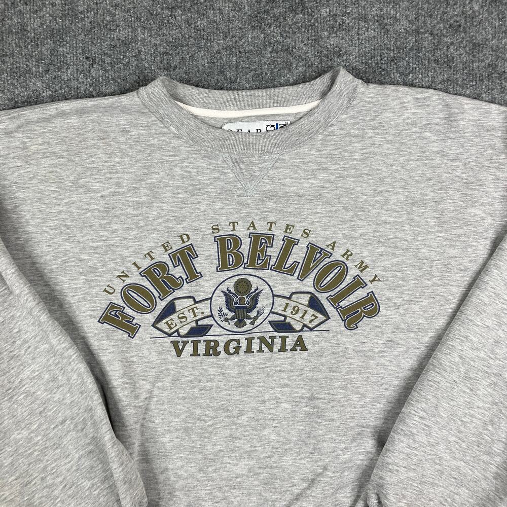 Gear Sweatshirt Mens Size Medium Gray Fort Belvoir Army Graphic Crewneck